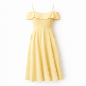Leith Yellow Ruffle Midi Dress Size S | Sundress Summer Wedding Guest